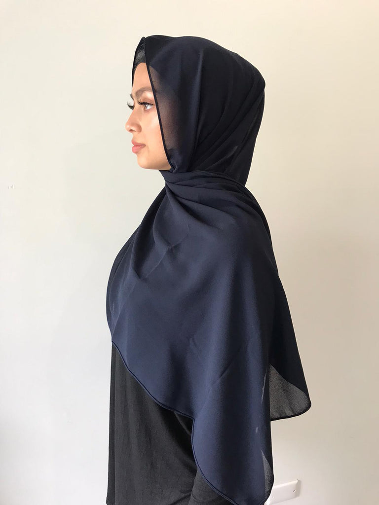 Navy Chiffon Shawl - Phyre Wear Clothing Fashion Modest Sydney Australia Hijab