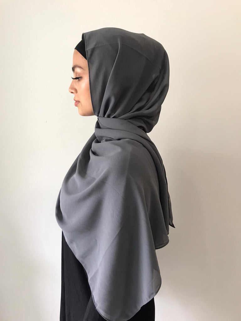 Dark Charcoal Chiffon Shawl - Phyre Wear Clothing Fashion Modest Sydney Australia Hijab