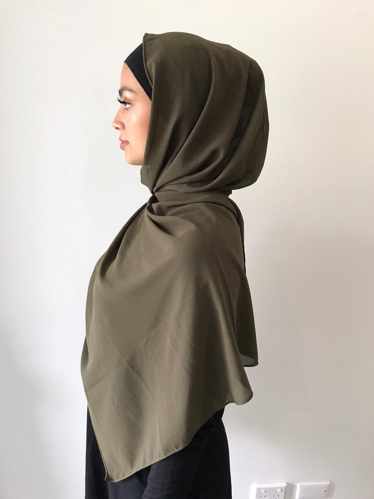 Dark Khaki Chiffon Shawl - Phyre Wear Clothing Fashion Modest Sydney Australia Hijab